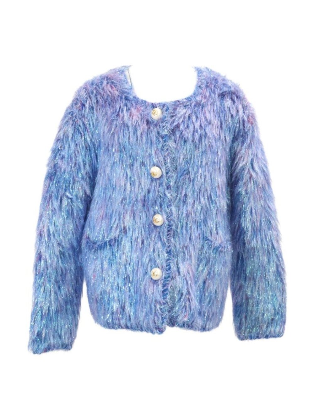 Dolce & Gabbana Faux Pearl Logo Button Shaggy 36 Jacket